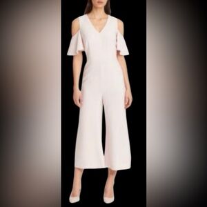 Karl Lagerfeld Wide-Leg Jumpsuit/ Romper. Cold Shoulder. Peach/ pale pink. 6